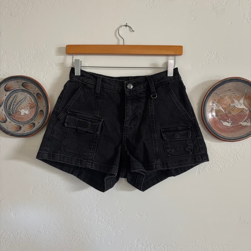 Wild Fable Black Denim Mid Rise Utility Shorts